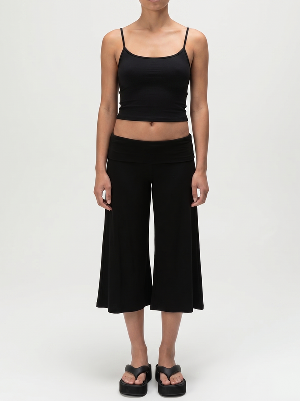 Fold Over Waist Gaucho Pants — alternate view