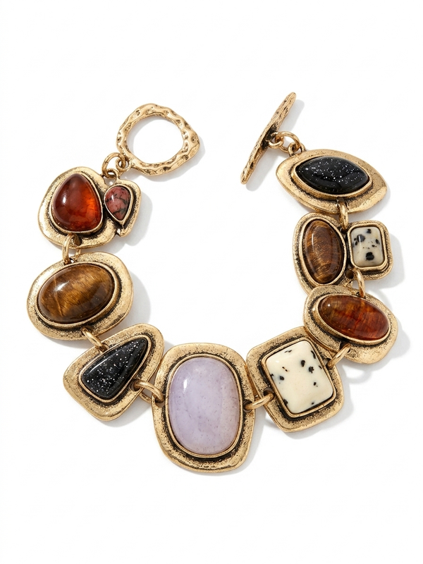 Boho Resin Stone Charm Bracelet