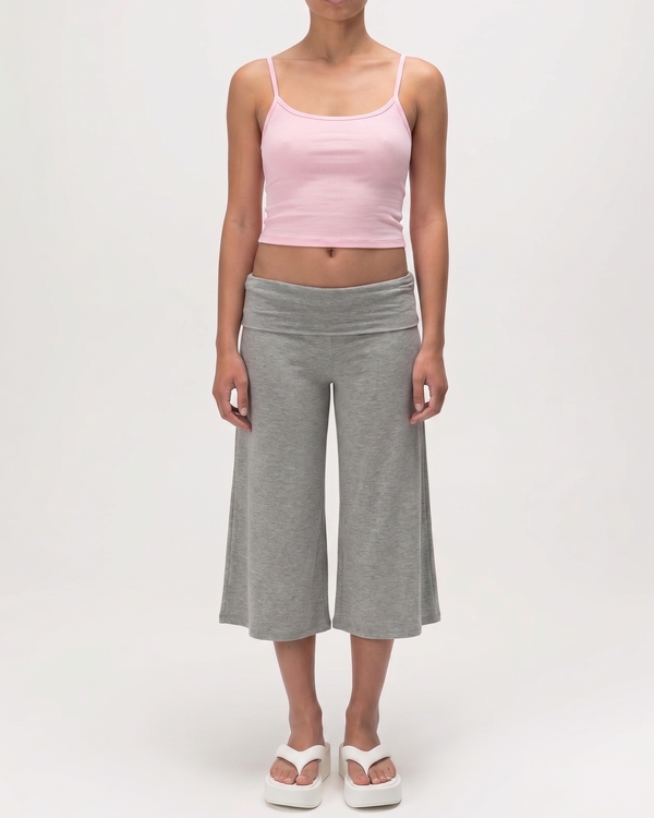 Fold Over Waist Gaucho Pants
