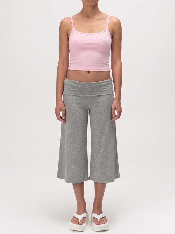 Fold Over Waist Gaucho Pants