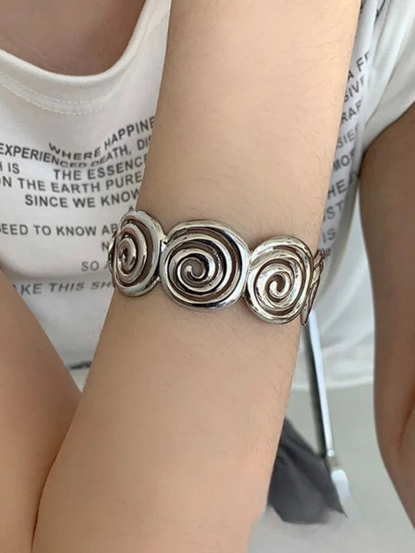 Geometric Spiral Cuff Bracelet — alternate view