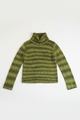 Retro Green Striped Turtleneck