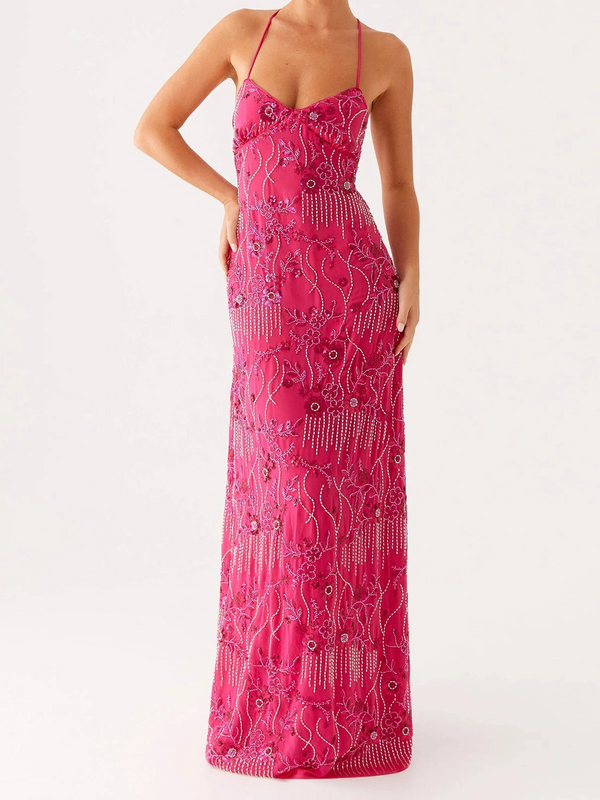 Sequin Floral Cami Maxi Dress