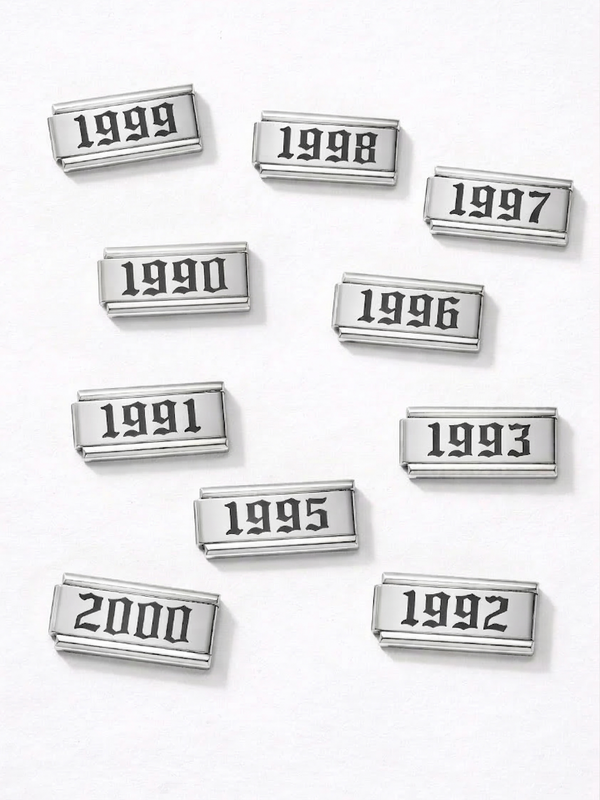 Year Italian charm on silver bracelet