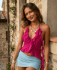 Trailing Ruffle Halter Top