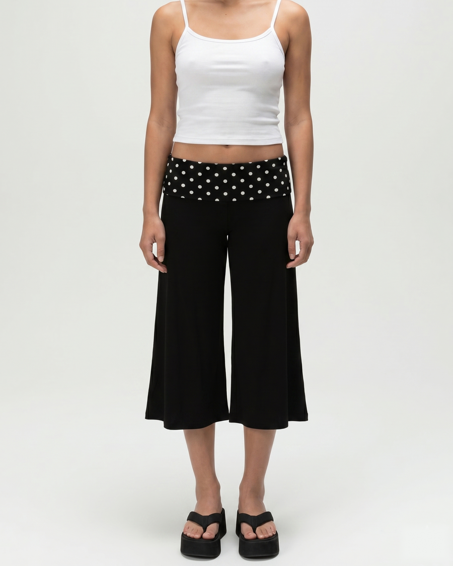 Fold Over Waist Gaucho Pants