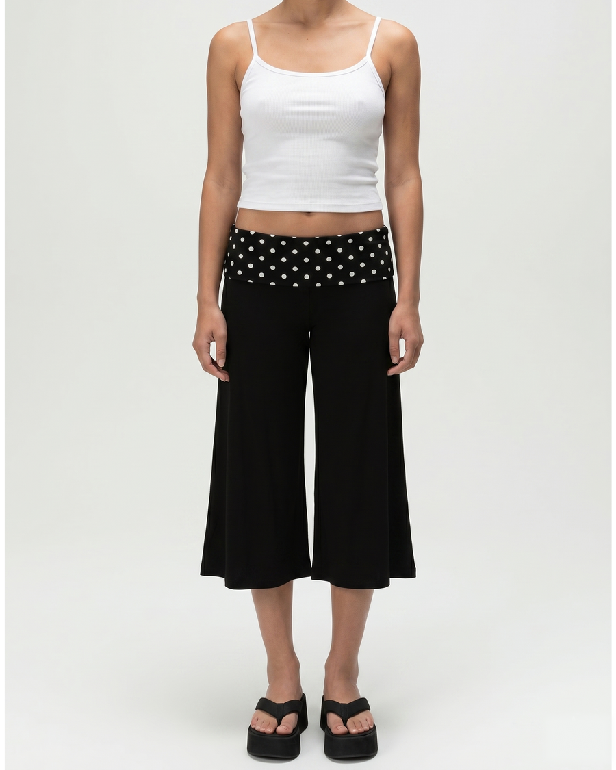 Fold Over Waist Gaucho Pants