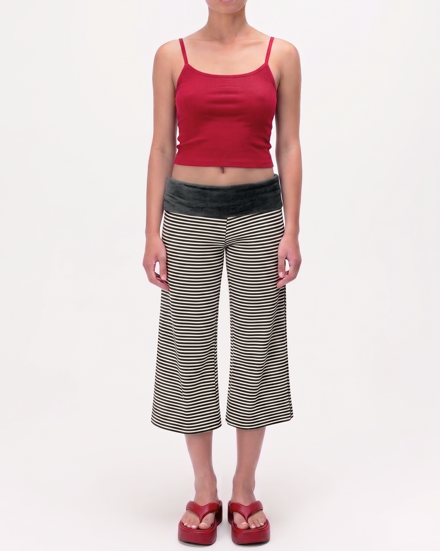 Fold Over Waist Gaucho Pants