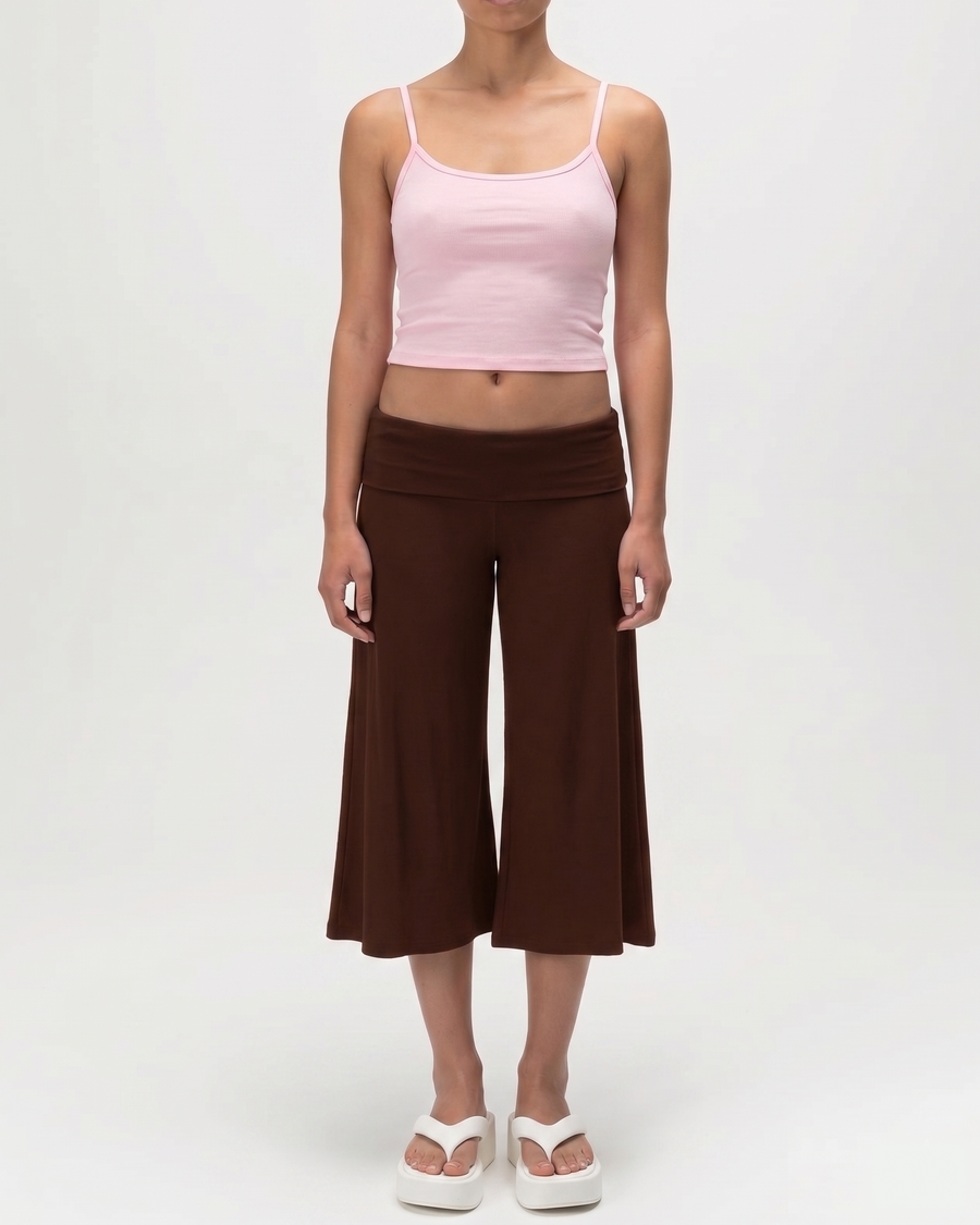 Fold Over Waist Gaucho Pants