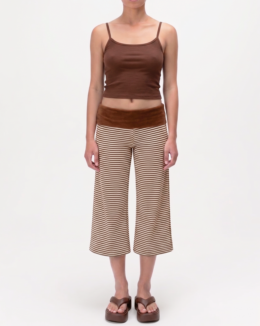 Fold Over Waist Gaucho Pants