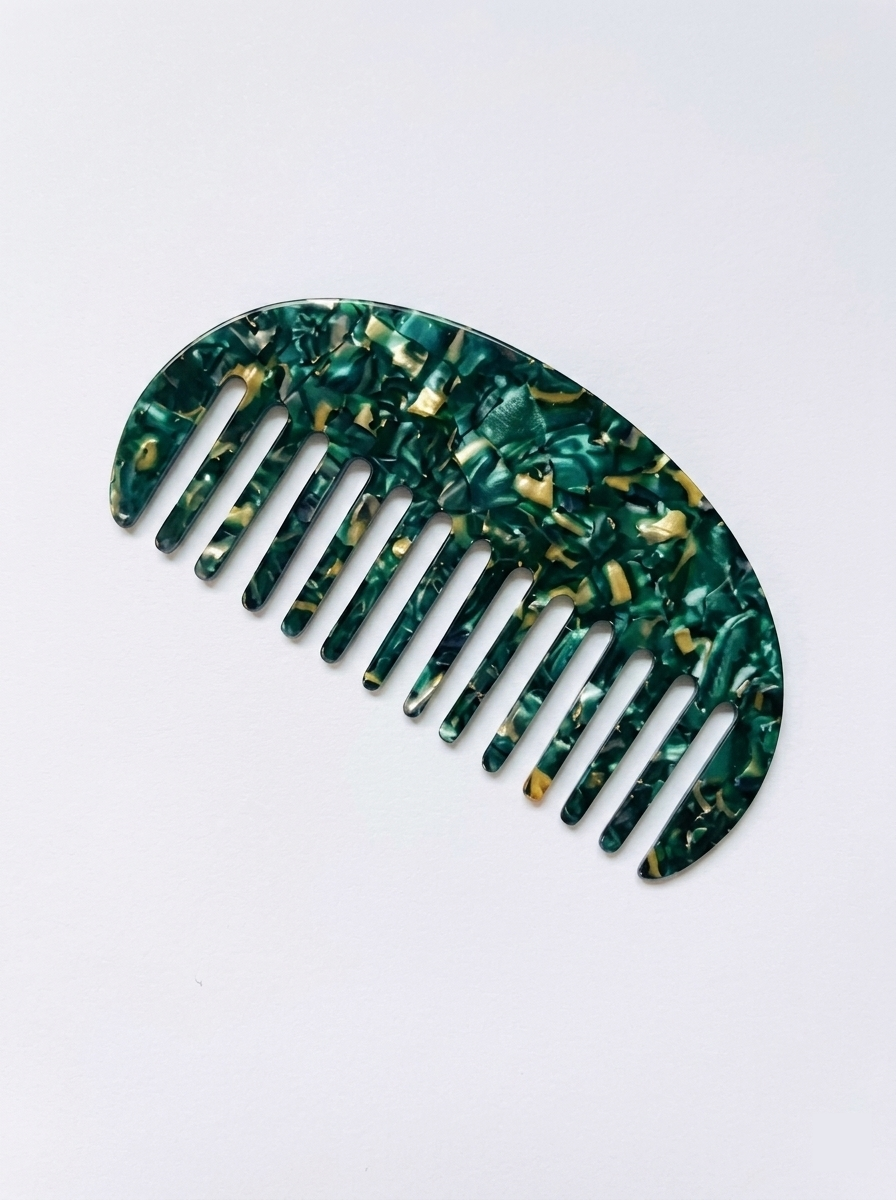 Half moon acetate hair comb on surface - view 6