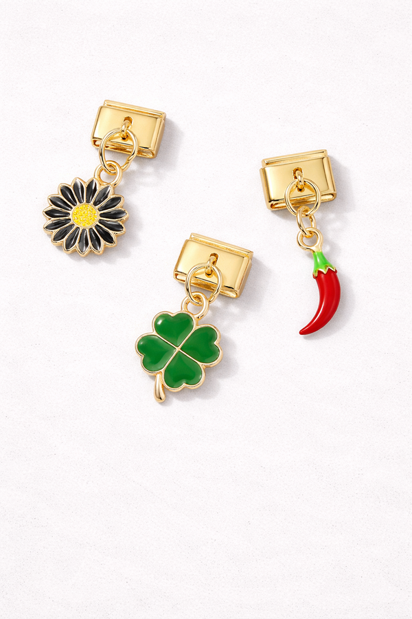 Enamel dangle Italian charm bracelet charm