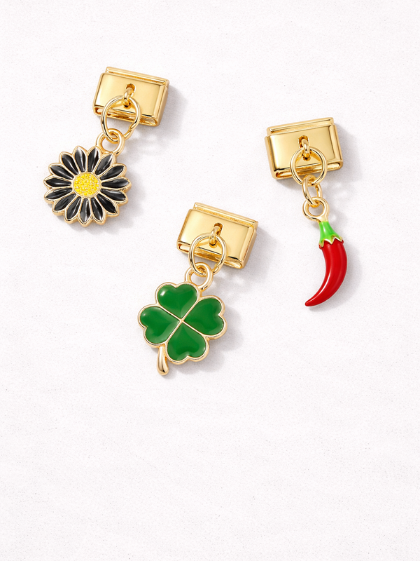 Enamel dangle Italian charm bracelet charm