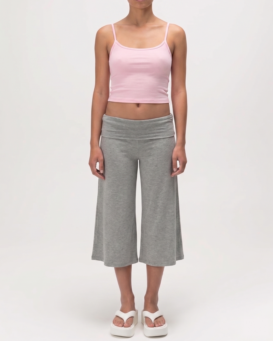 Fold Over Waist Gaucho Pants