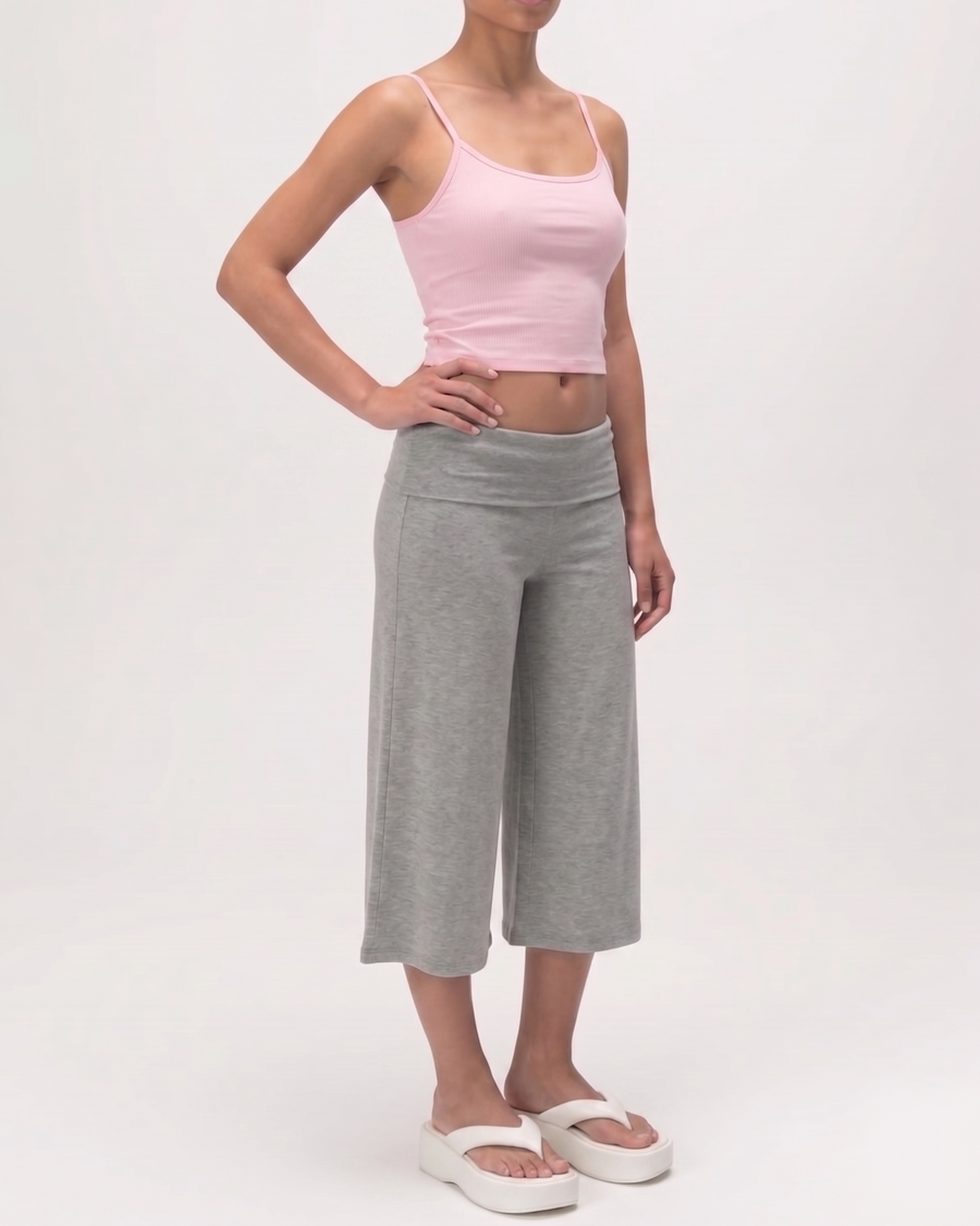 Fold Over Waist Gaucho Pants