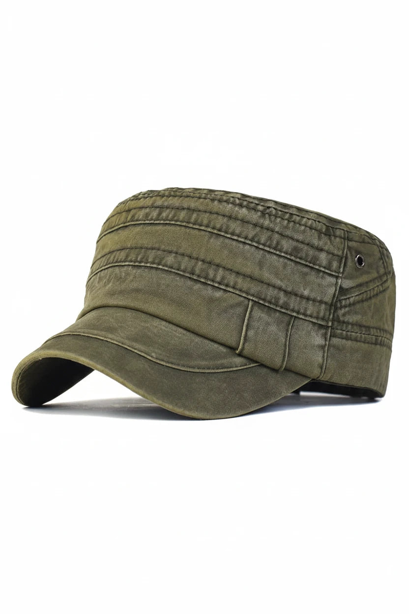 Flat top military cap on model