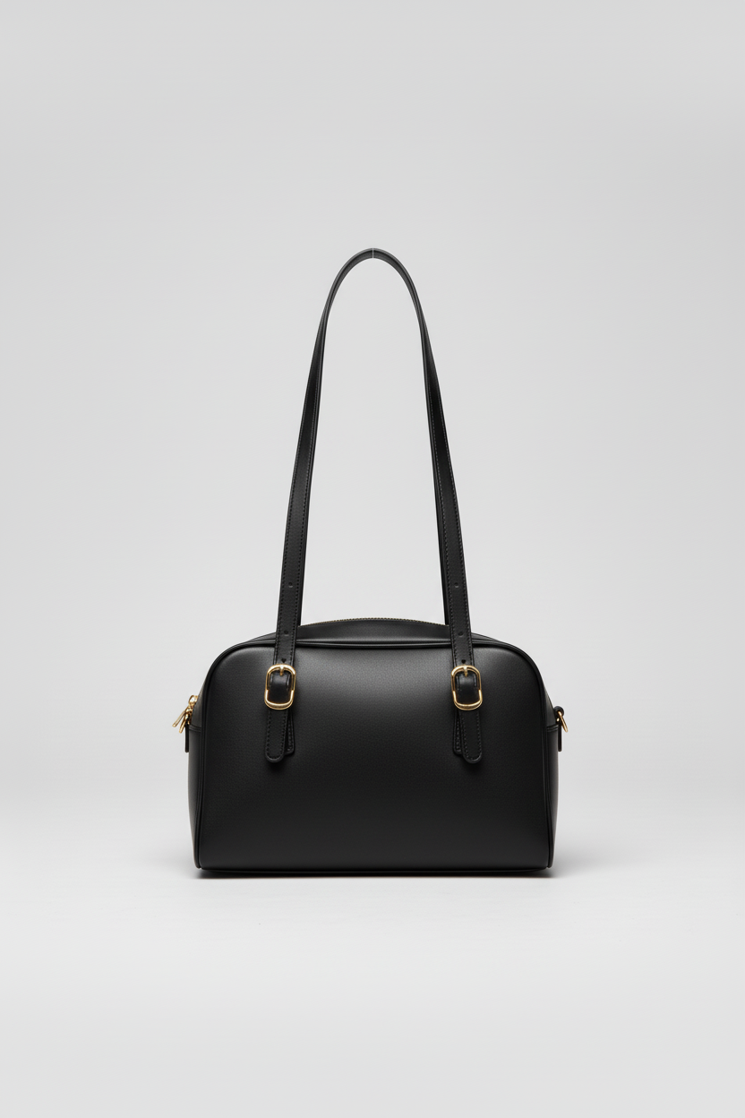 Green two handle bowler shoulder bag - styling view