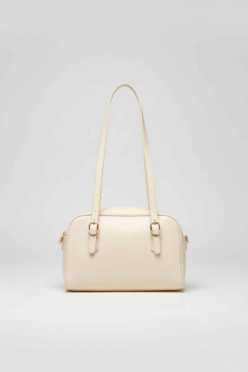 Green two handle bowler shoulder bag - detail shot