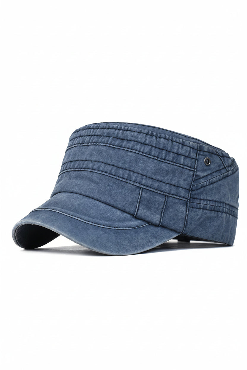 Flat top military cap on model - view 5