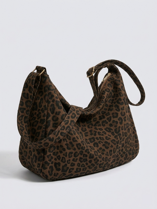 Leopard print canvas tote bag