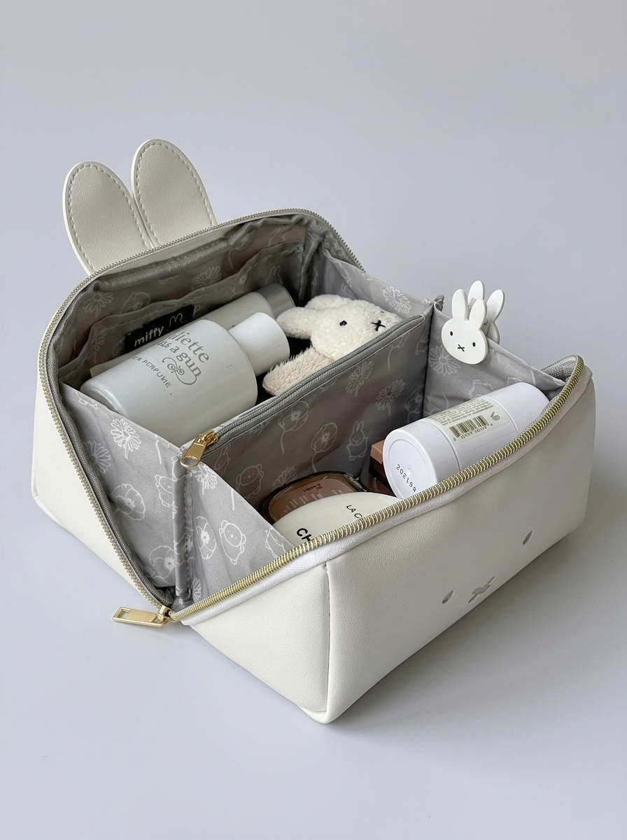 Miffy makeup bag open showing interior - alternate view