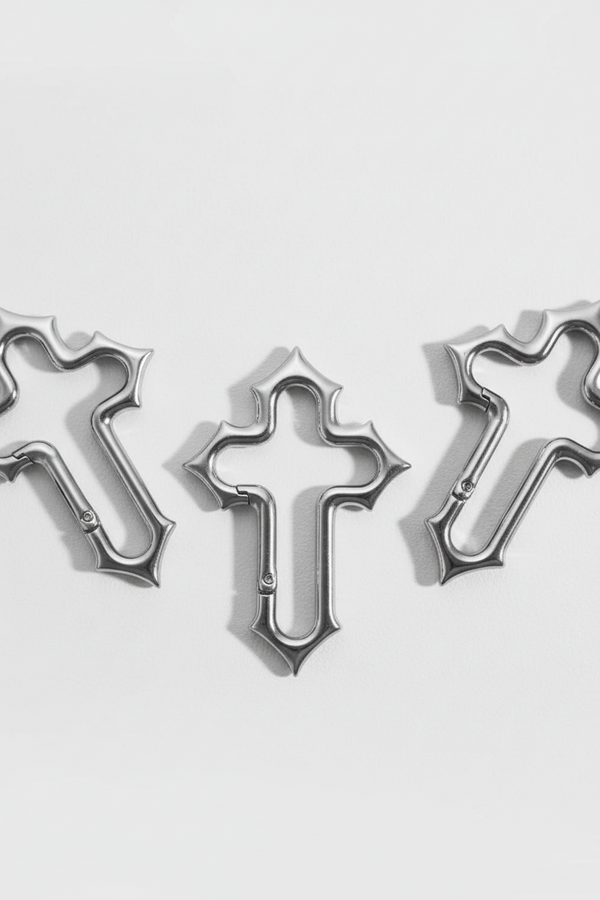 Gothic cross carabiner close up