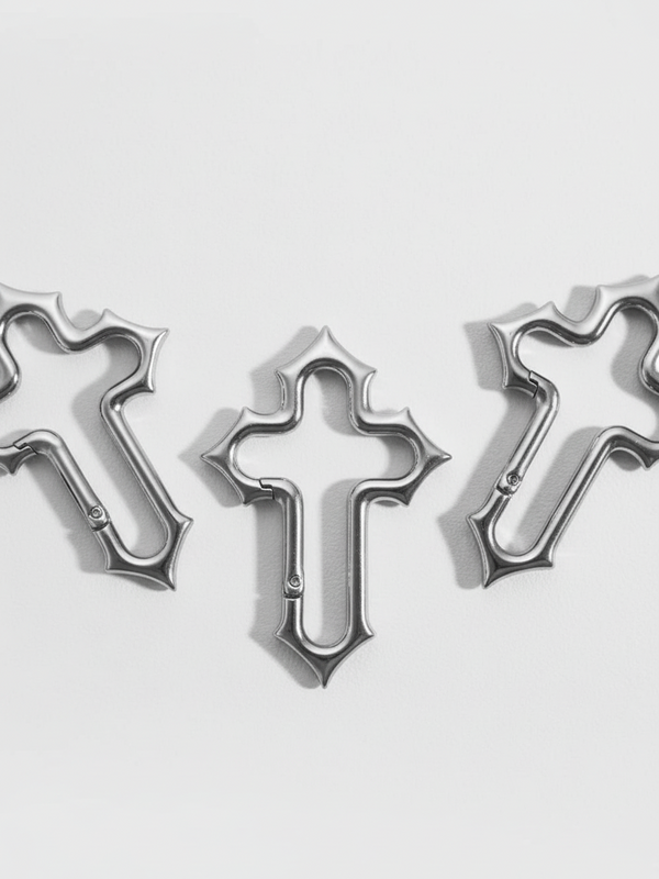 Gothic cross carabiner close up
