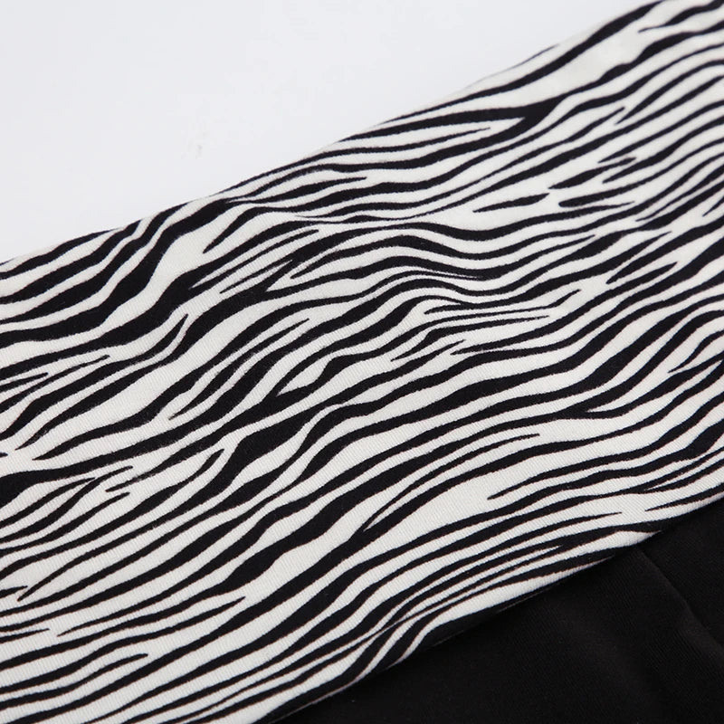 Low rise zebra print shorts on model - detail shot