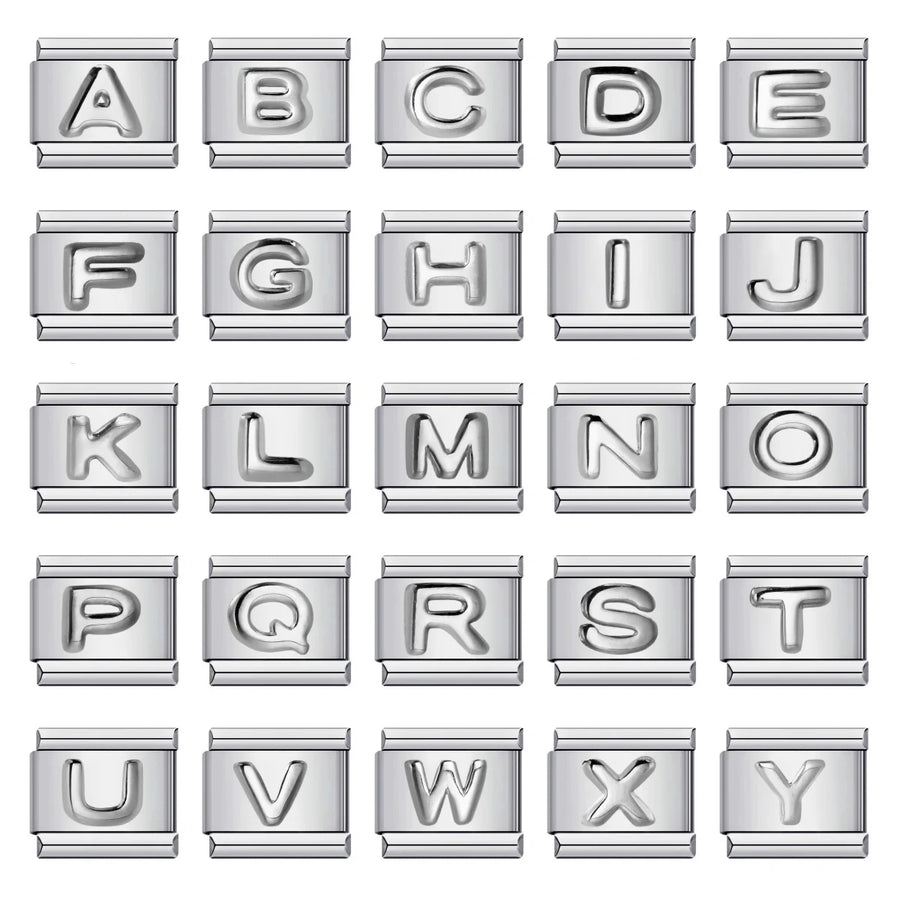 Silver letter Italian charm on bracelet - alternate view