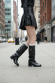 Buckled Knee-High Motorcycle Boots