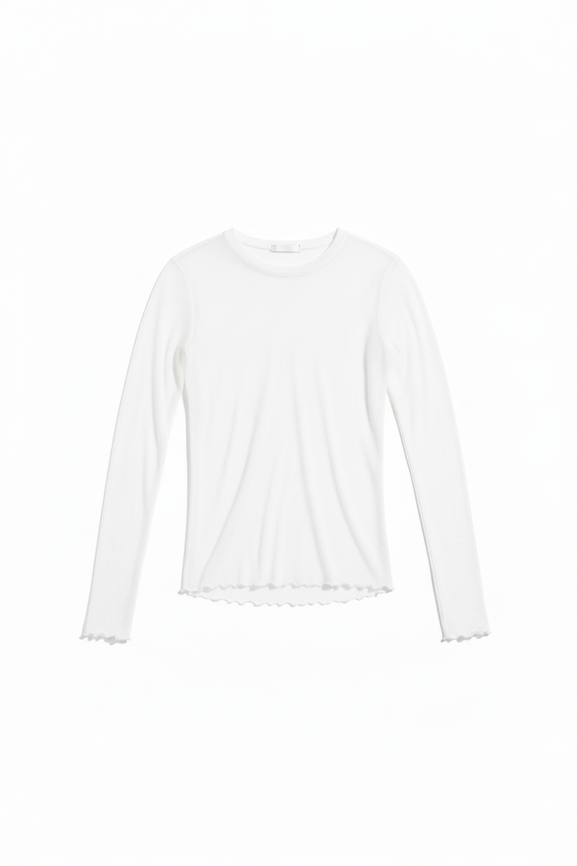 Sheer long sleeve tee on model - alternate view
