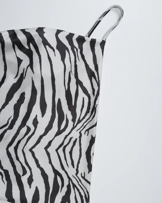 Zebra Cowl Neck Tank Top