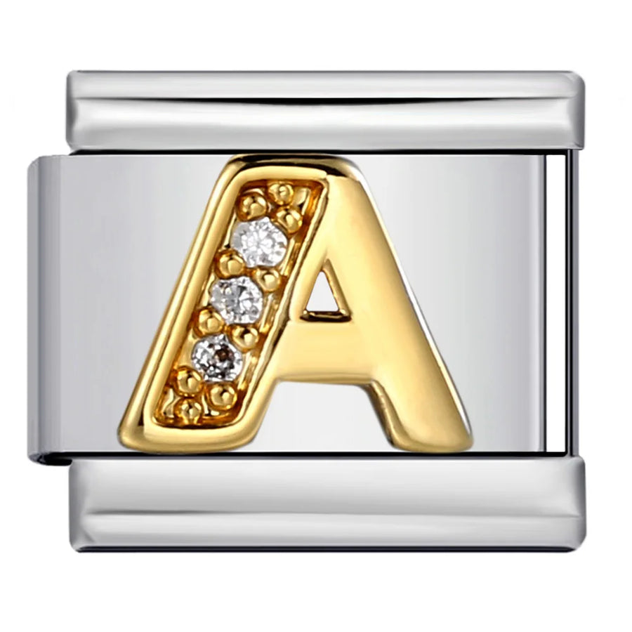 Mixed metal alphabet Italian charm close up - view 9