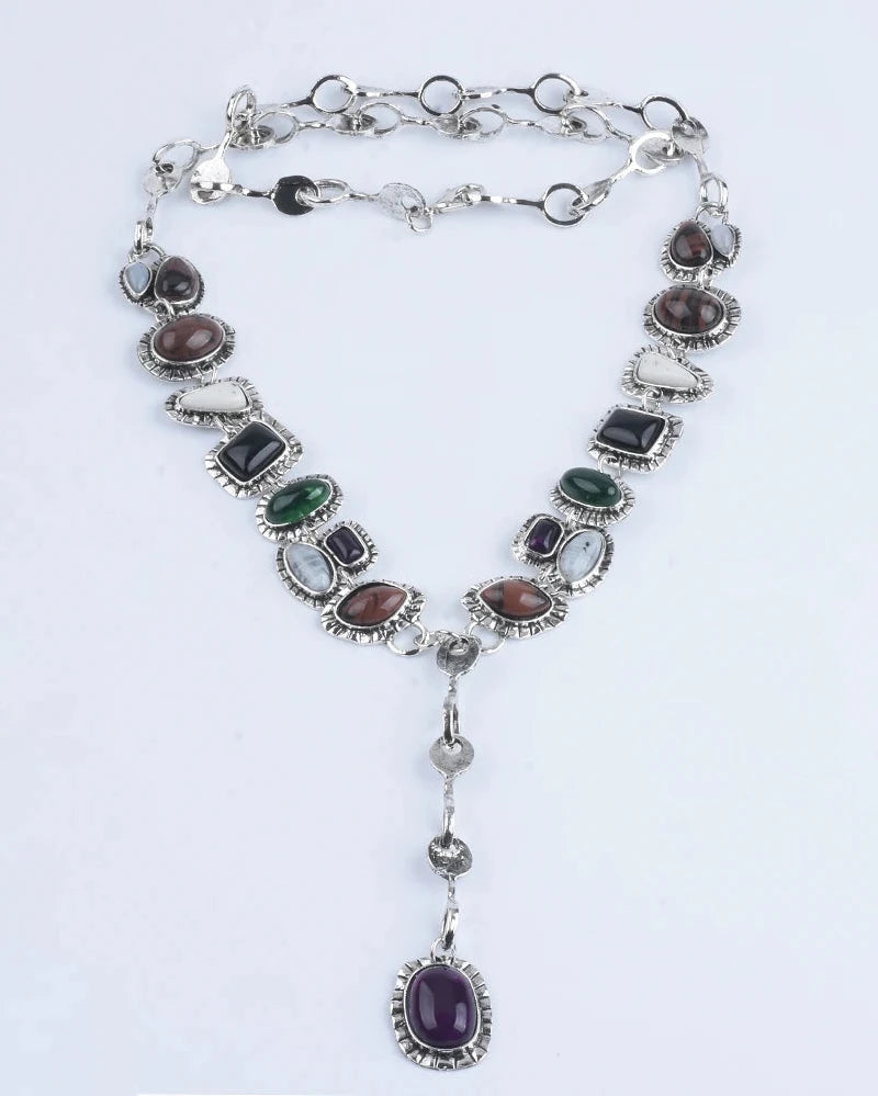 Boho Resin Stone Pendant Maxi Necklace