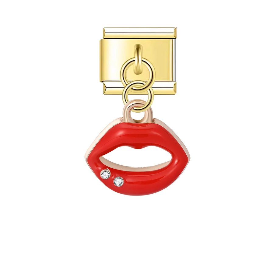 Enamel dangle Italian charm bracelet charm - view 6
