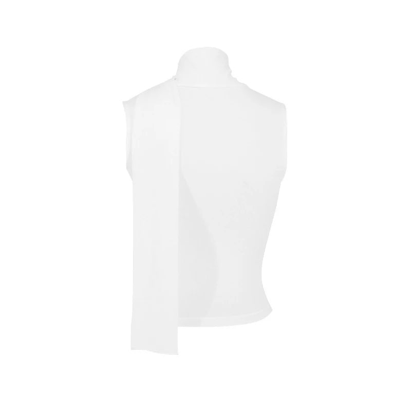 Solid ribbed V-neck tank top on model - view 10