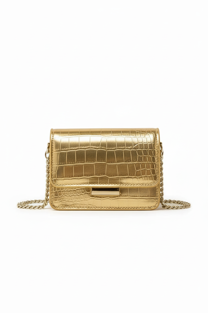 Metallic croc embossed crossbody bag - alternate view