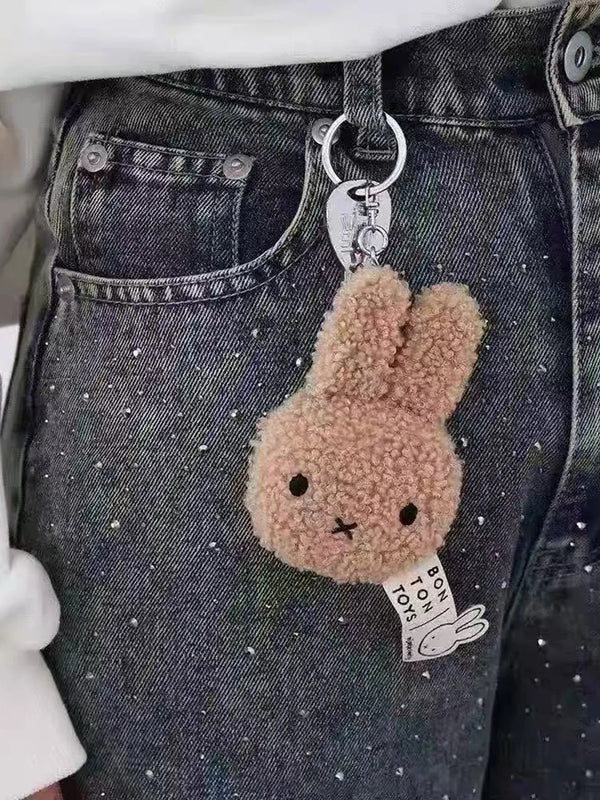 Miffy head plush bag charm on bag