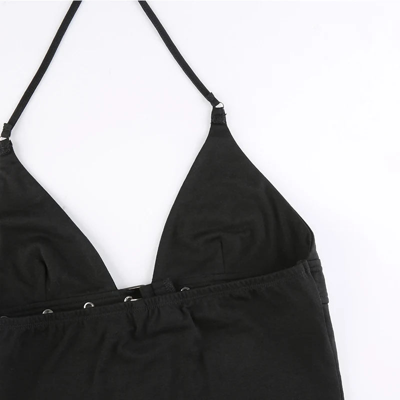 Rivet buckle halter top on model - view 7