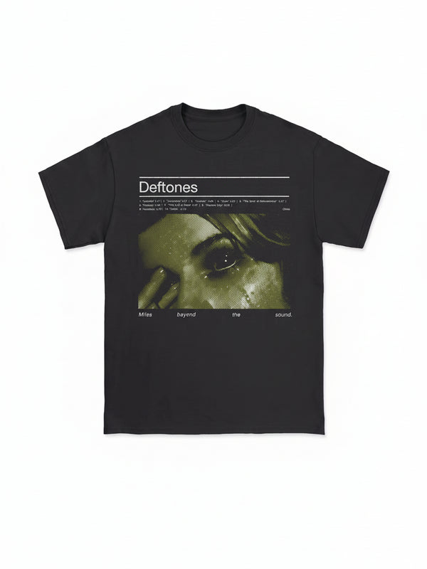 Deftones band graphic t-shirt on model