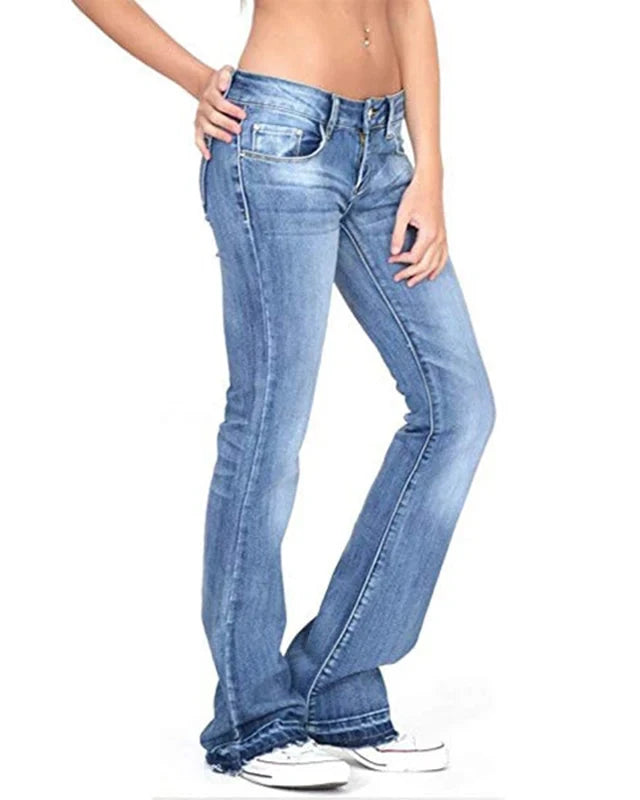 Black Low Rise Bell Bottom Flares