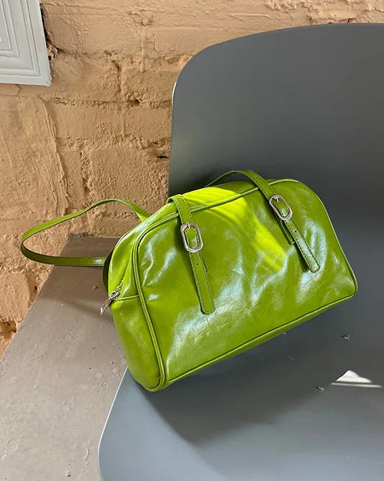 Green two handle bowler shoulder bag - view 5
