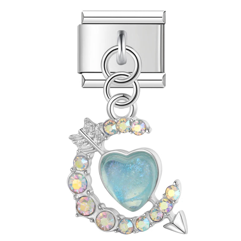 Dangling rhinestone Italian charm detail shot - view 6