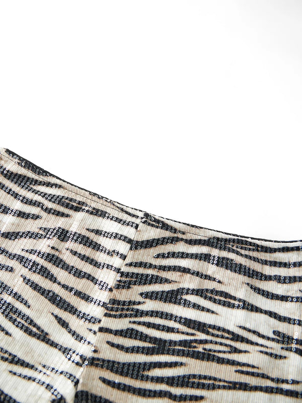 Sequin Zebra Micro Shorts — alternate view