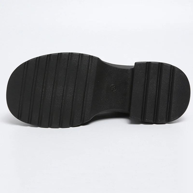 Platform penny loafers on feet - styling view
