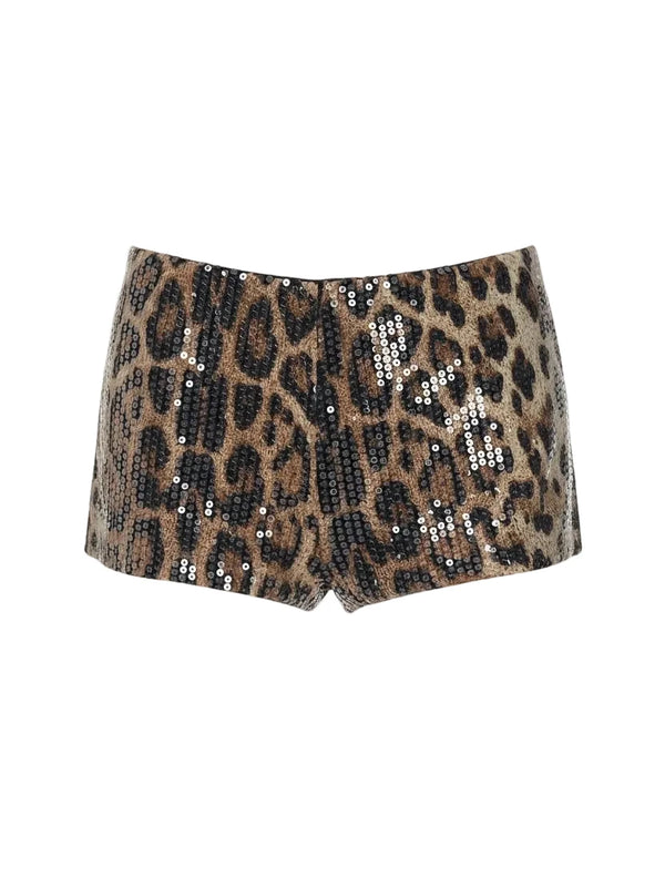 Sequin Leopard Micro Shorts — alternate view