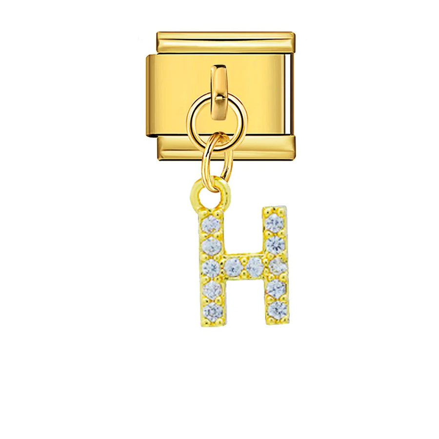 Dangling rhinestone alphabet charm detail - alternate view