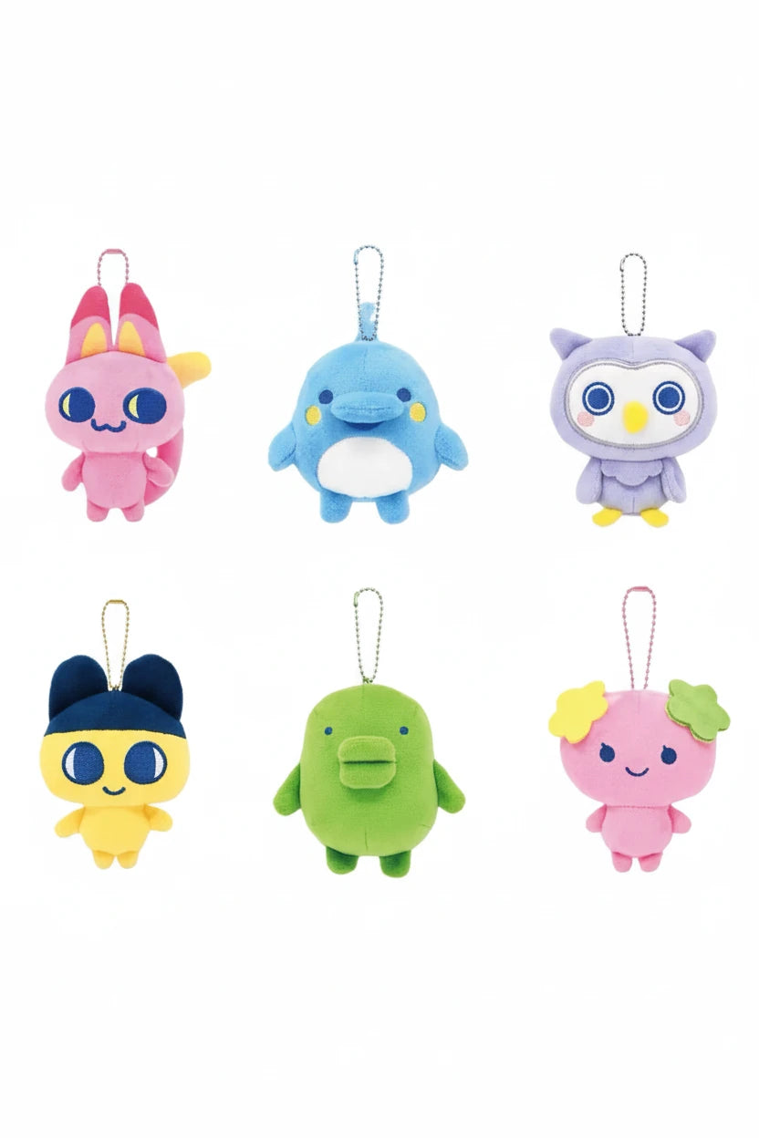 Tamagotchi plush bag charm keychain