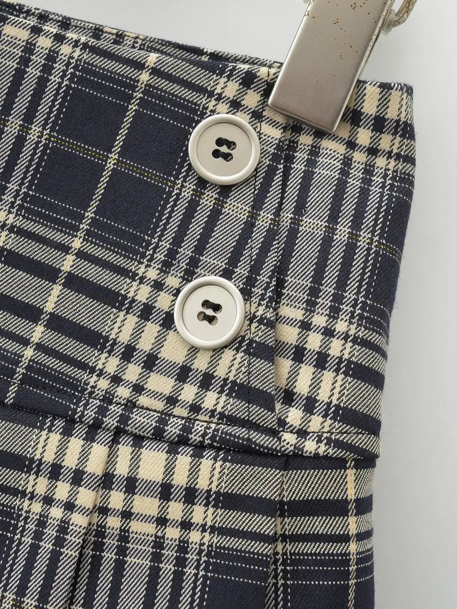 Plaid mini skort on model - view 8