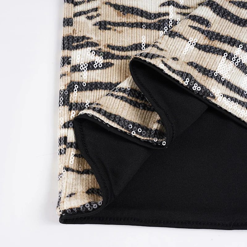 Sequin zebra print mini skirt on model - view 6